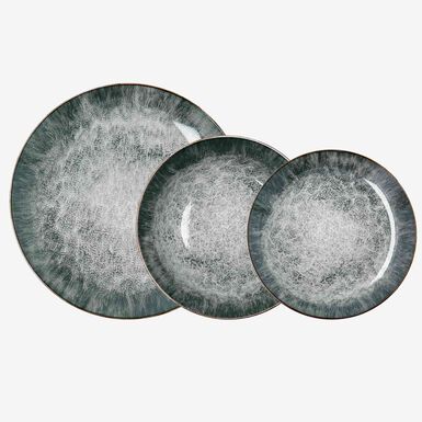 Vajilla de 12 piezas de porcelana verde Stela