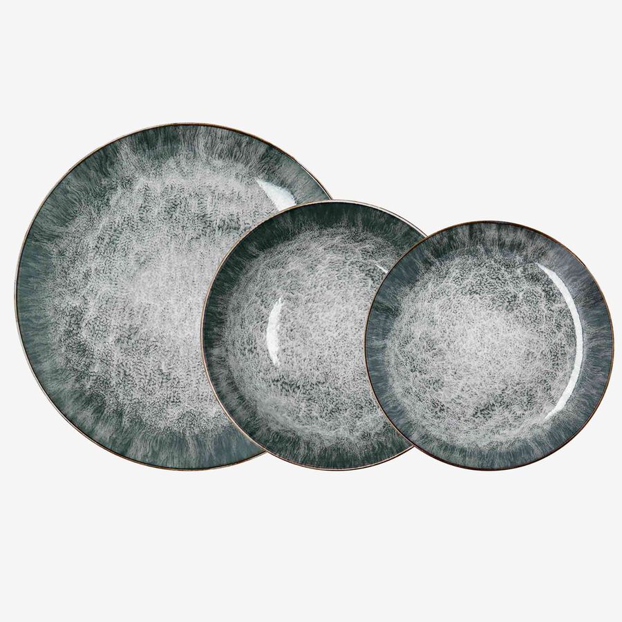 Vajilla de 12 piezas de porcelana verde Stela