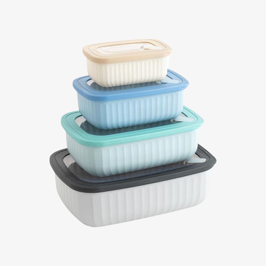 Set de 4 tápers de plástico rectangulares 38/85/160/285cl