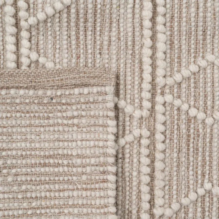 Alfombra crema de lana y algodón con relieve Boho 160x230cm