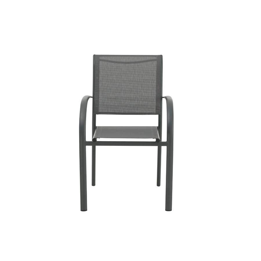 Silla de jardín de aluminio y textilene gris Tabarca 56x62x88cm