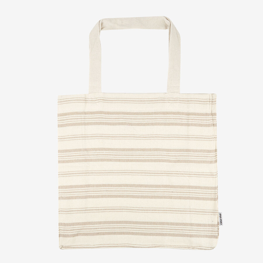 Bolso de algod&oacute;n rayas beige oscuro Cervia 45x45x15cm