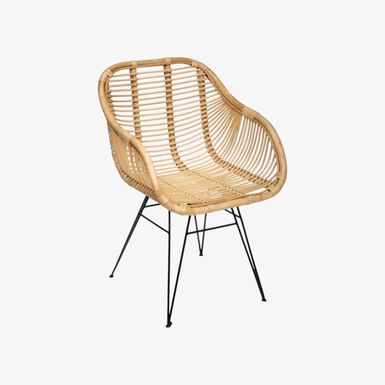 Silla de comedor de ratán y metal Adriane 60x58x85cm