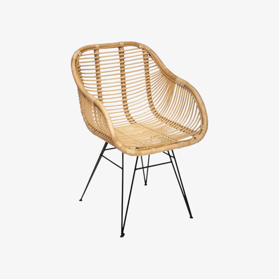 Silla de comedor de ratán y metal Adriane 60x58x85cm