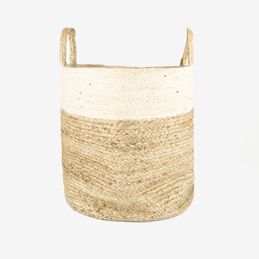 Cesta de yute blanca y natural Vide Ø35x33cm