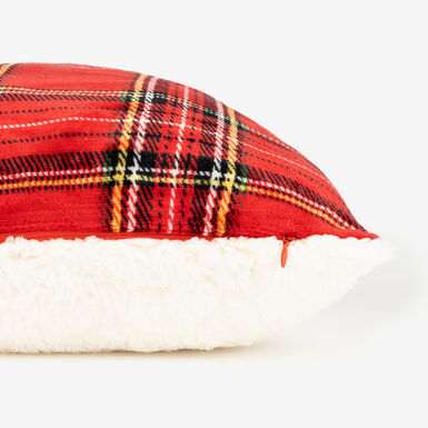 Funda de cojín de poliéster rojo Tartán 45x45cm