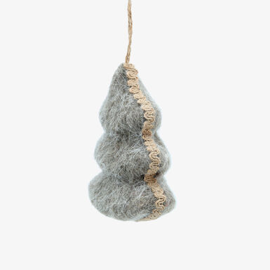 Bola de Navidad de &aacute;rbol de fieltro gris 11x5x11cm
