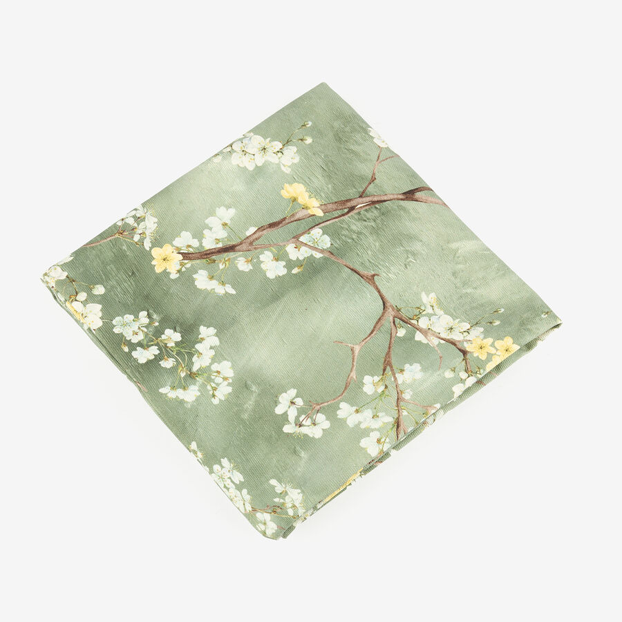 Funda de cojín de algodón verde Sakura 45x45cm