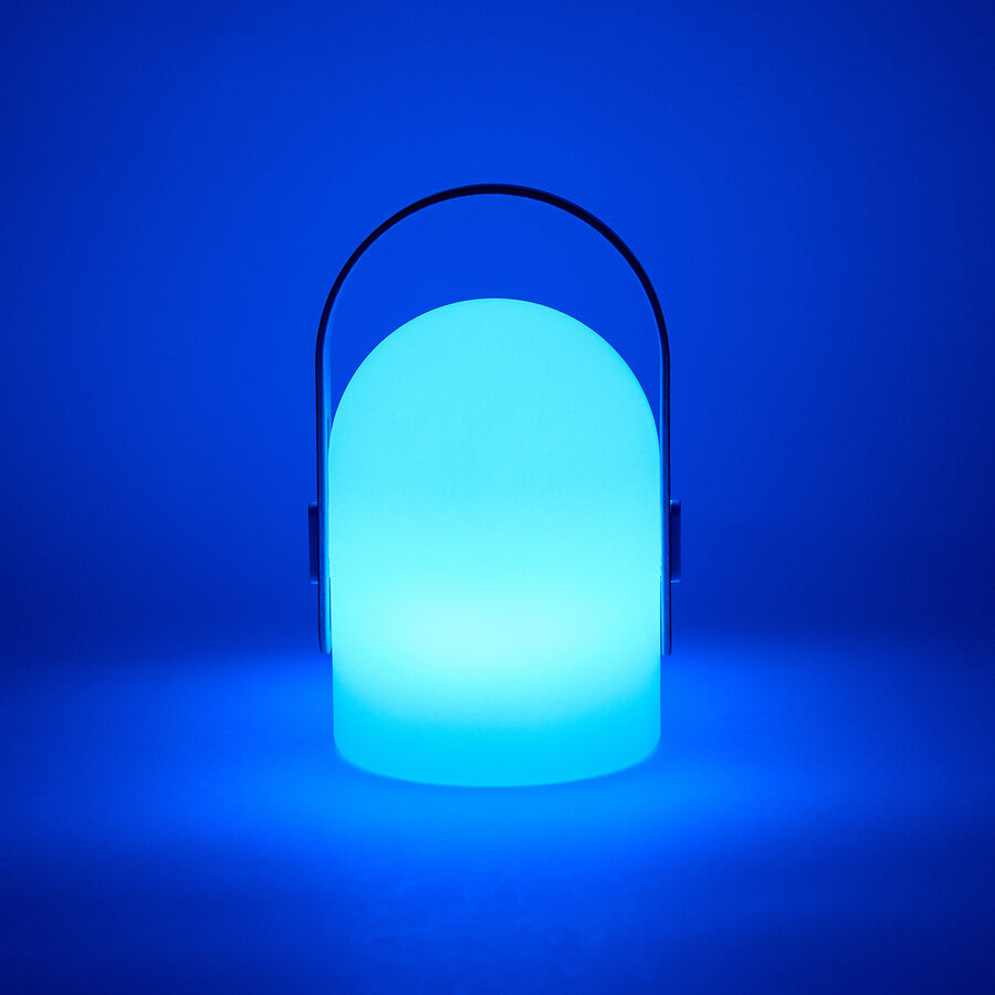 Lámpara de mesa para exterior LED con asa y USB Ø13x25cm