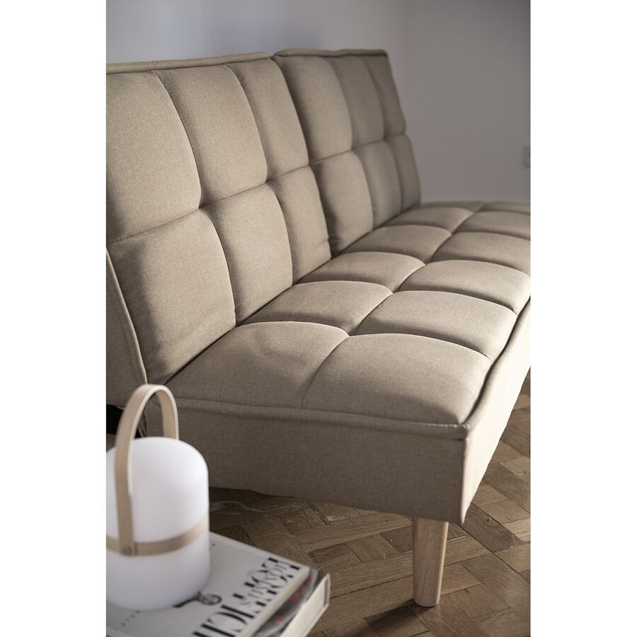 Sof&aacute; cama de lino caqui 178x81/105x80cm