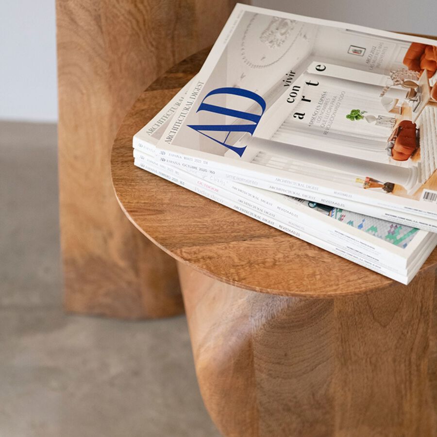 Mesa auxiliar de madera de mango clara Dublin 45x35x55cm Clau&Chloe