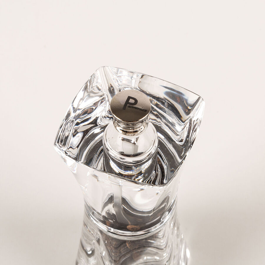 Molinillo pimentero acr&iacute;lico inoxidable 5x5x12cm