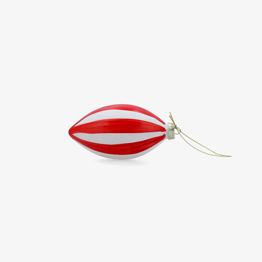 Bola de Navidad de l&aacute;grima roja y blanca de cristal 10cm