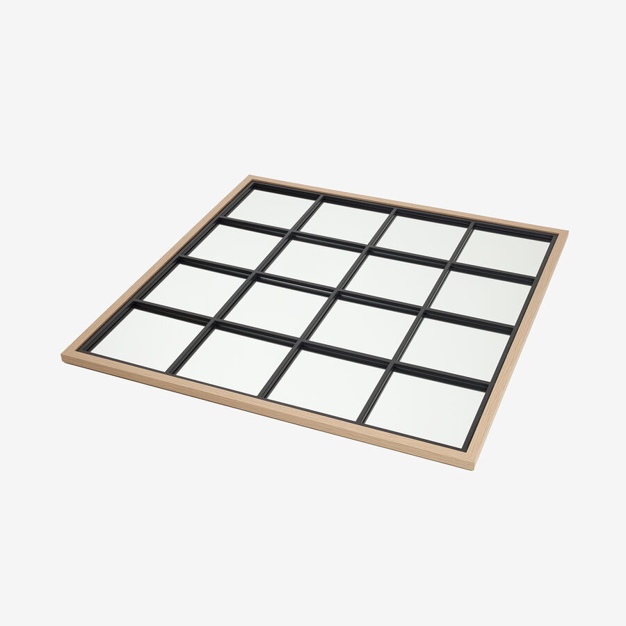 Espejo de pared ventana de metal y madera MDF acabado pulido 90x90x2cm