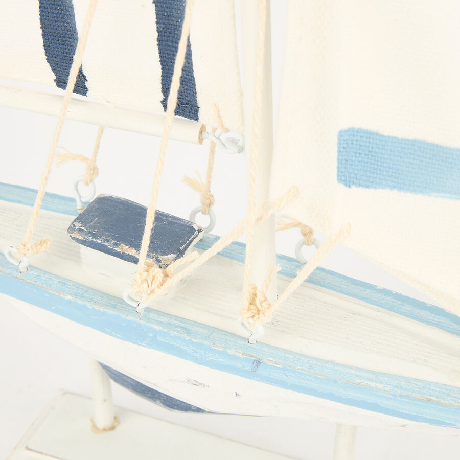 Figura decorativa de madera Barco azul 18x3,5x31cm