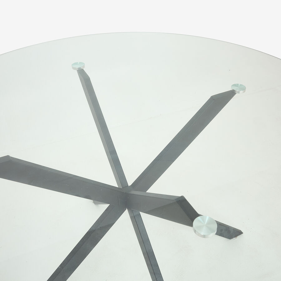 Mesa de comedor de cristal con patas de metal Fita Ø120x75cm