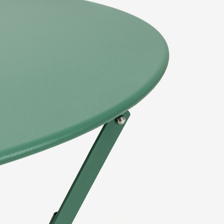 Set de jardín plegable de mesa y 2 sillas de acero verde Bistro