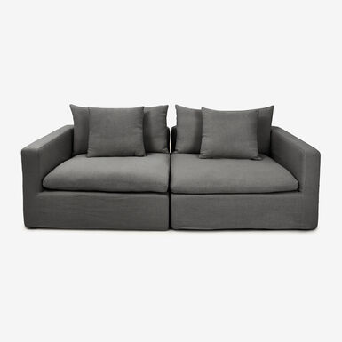 Sofá de 3 plazas de lino gris Aiden 220x110x80cm Clau&Chloe