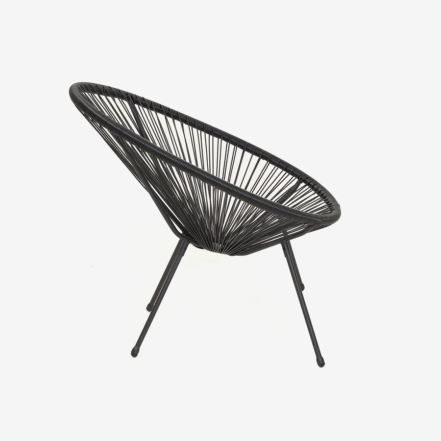 Silla de jardín de ratán sintético y acero negro Acapulco 72x90x83cm