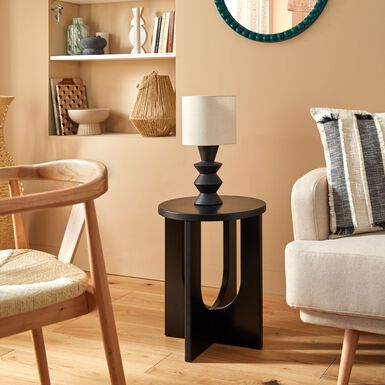 Mesa auxiliar de madera DM negra Camelia &Oslash;40x51cm