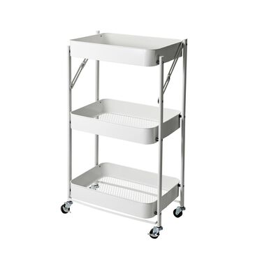 Carro de cocina plegable blanco de hierro Ares 77cm