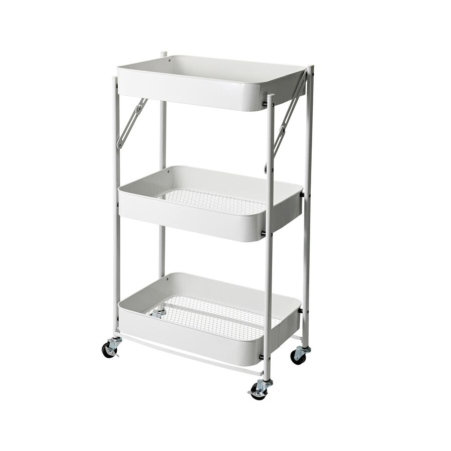 Carro de cocina plegable blanco de hierro Ares 77cm