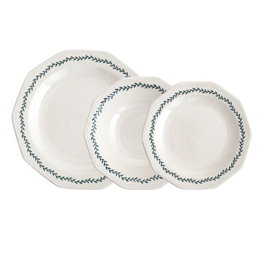 Vajilla 12 piezas blanca de porcelana Evergreen