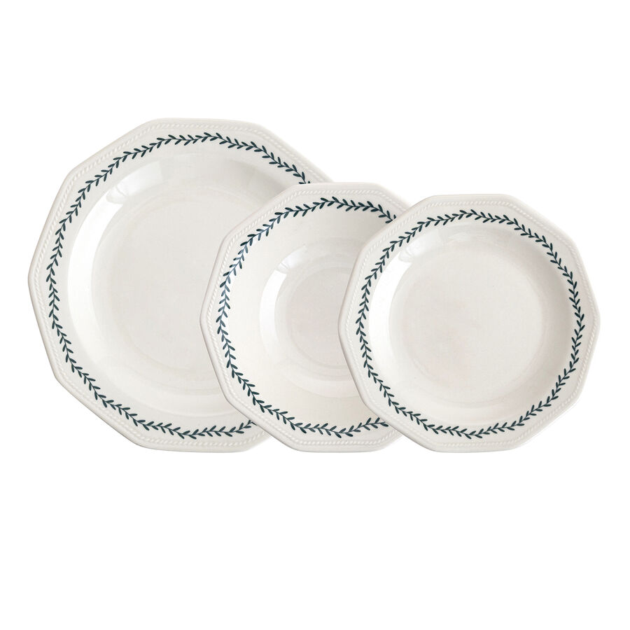 Vajilla 12 piezas blanca de porcelana Evergreen