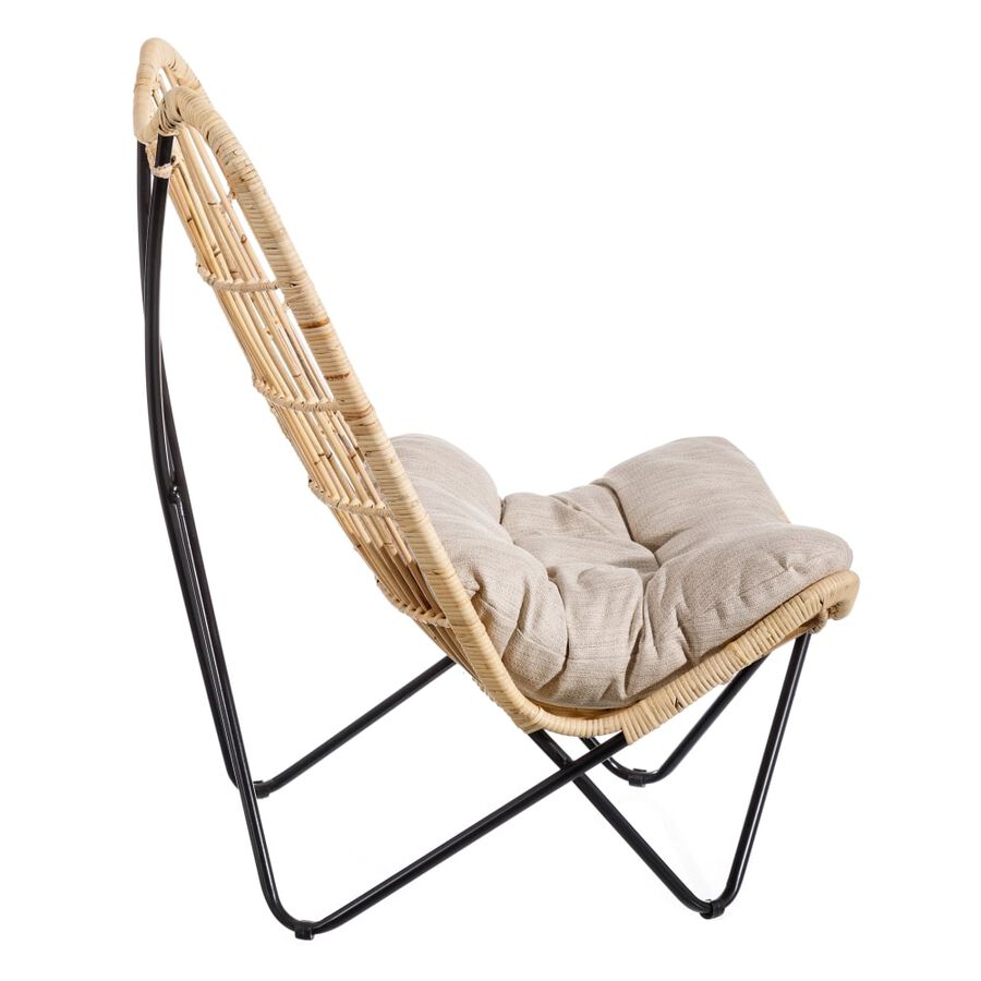 Butaca de fibras naturales y metal con cojín 76x76x87cm