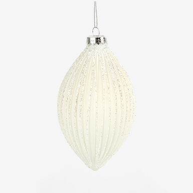 Bola decorativa purpurina blanca L&aacute;grima