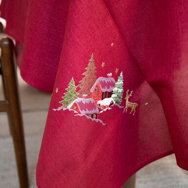 Mantel rojo bordado Pueblo disponible en varios modelos