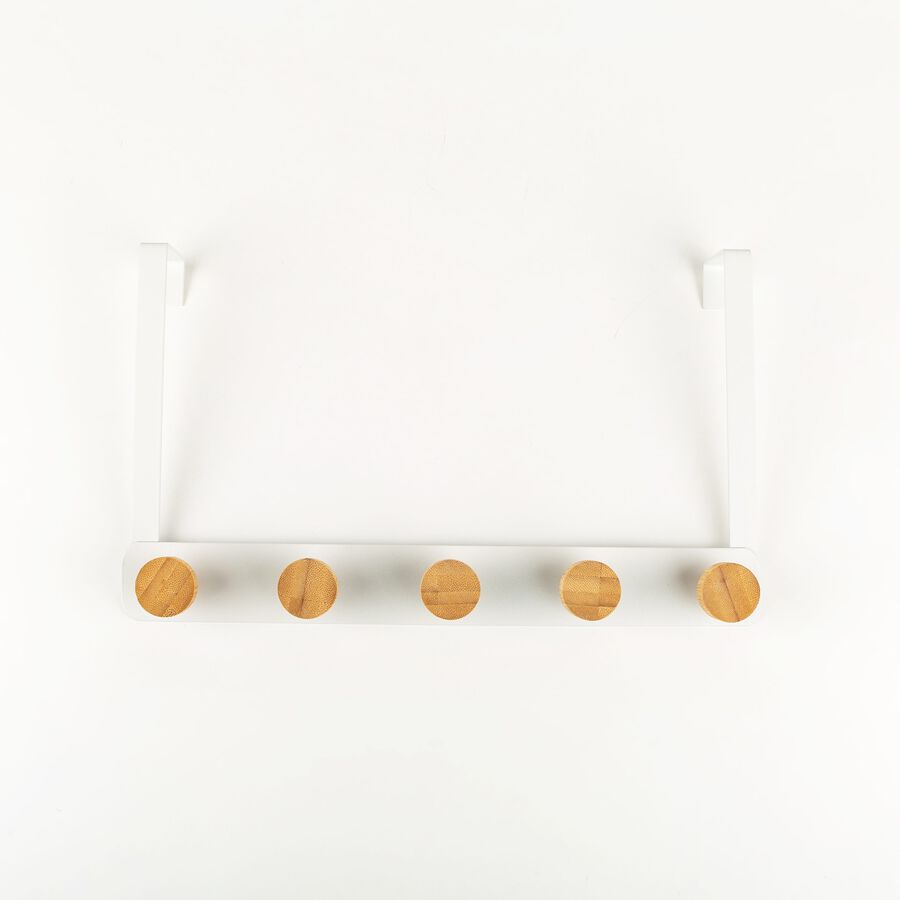 Perchero con 5 ganchos de metal blanco 33x8x20cm