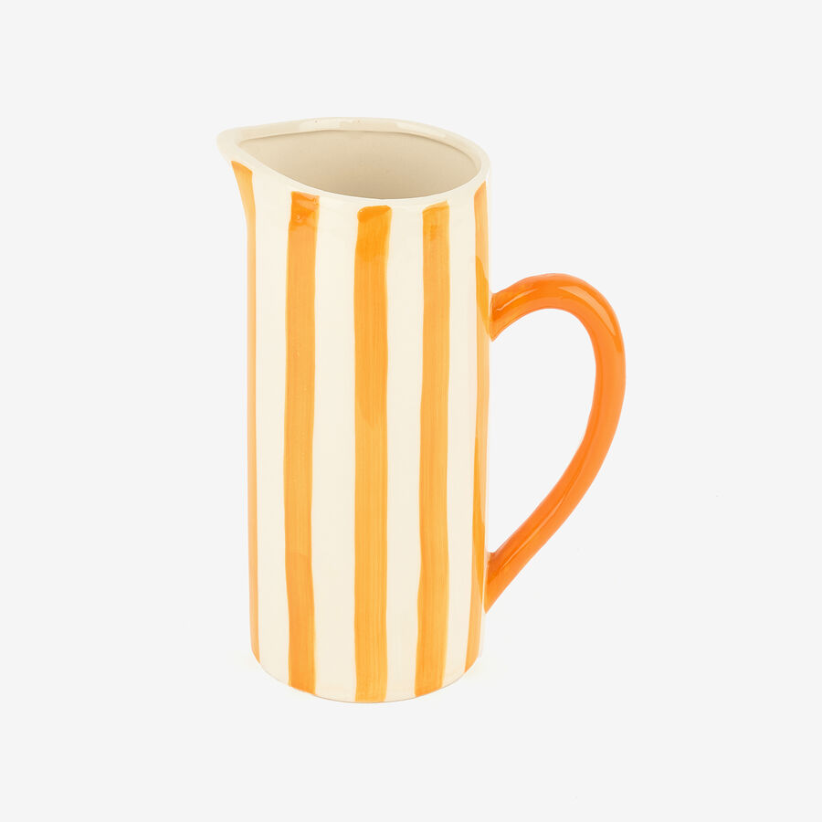 Jarra de cerámica con rayas amarillas 10x17x23cm