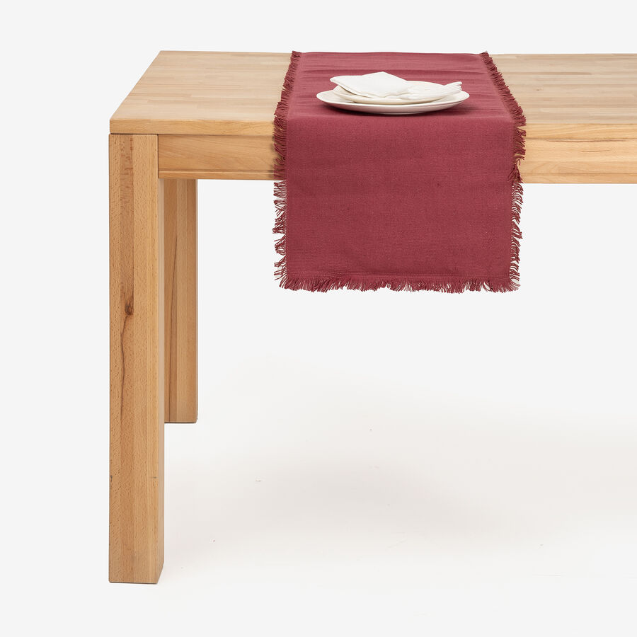 Camino de mesa de algod&oacute;n granate Maya 140x38cm