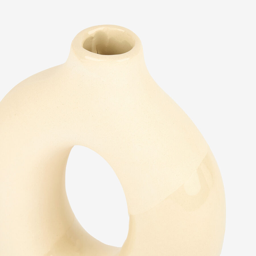 Jarrón de cerámica beige Lanio 15x21x5cm