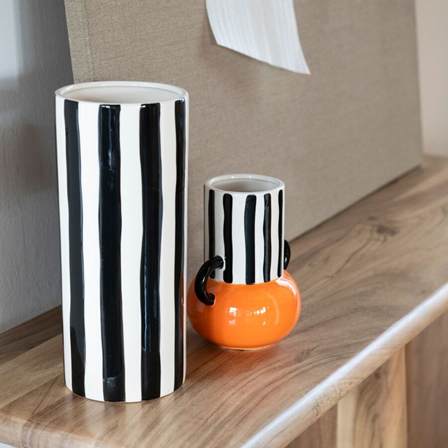 Jarr&oacute;n de cer&aacute;mica rayas Gadiel &Oslash;13x30cm