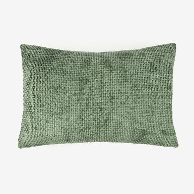 Funda de cojín chenilla verde 30x45cm