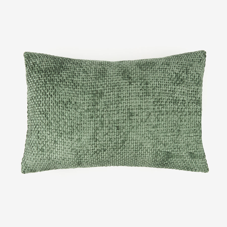 Funda de cojín chenilla verde 30x45cm