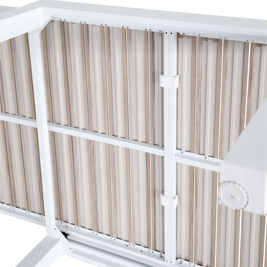 Mesa de jard&iacute;n extensible de aluminio blanco con efecto madera Albir 90/180x90x76cm