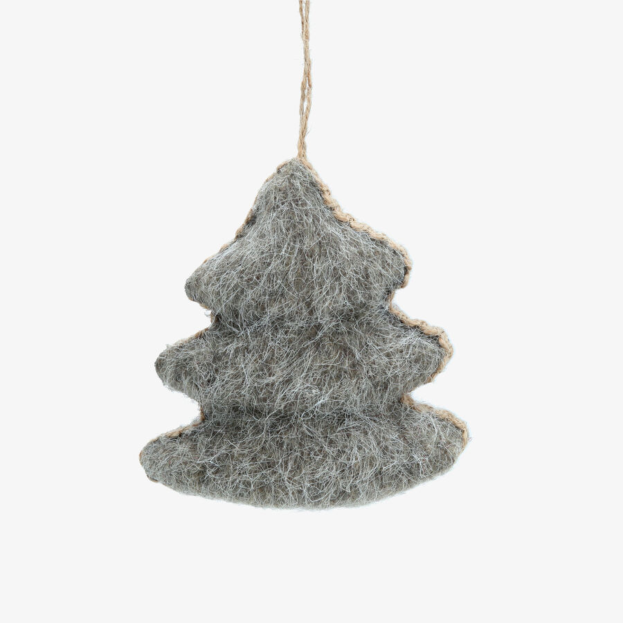 Bola de Navidad de &aacute;rbol de fieltro gris 11x5x11cm