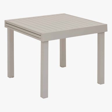 Mesa de comedor de jard&iacute;n extensible de aluminio crema Piazor 90x90x76cm