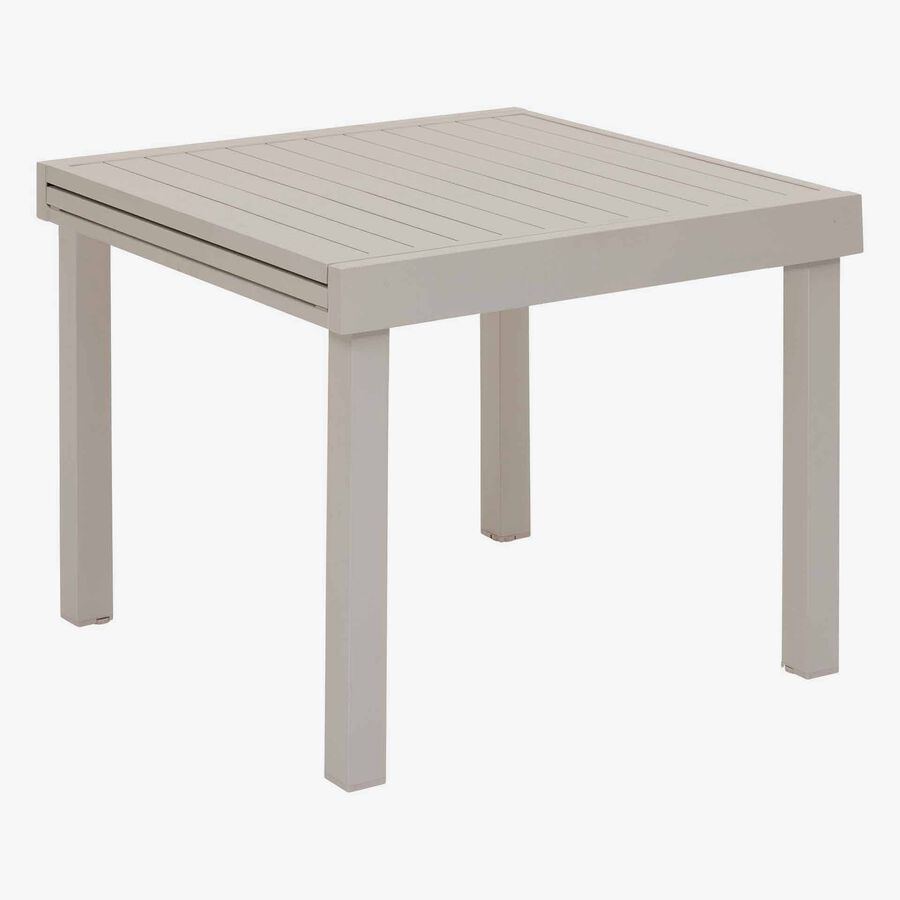 Mesa de comedor de jard&iacute;n extensible de aluminio crema Piazor 90x90x76cm