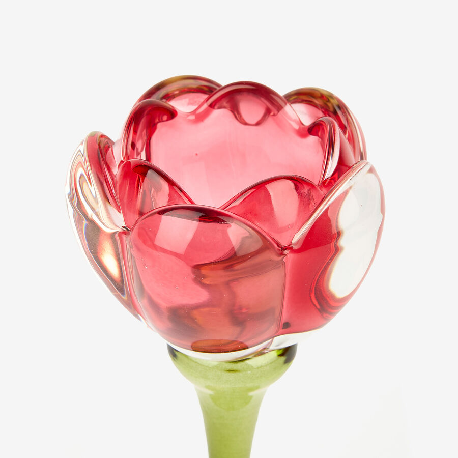 Portavelas copa flor roja Bloom &Oslash;8x18cm