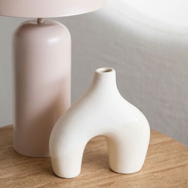 Candelabro de cerámica beige Capiro 15x15x6cm