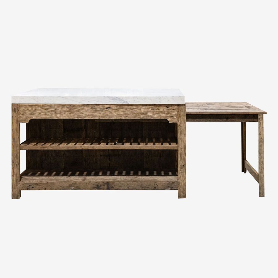 Mueble de cocina extensible de madera de olmo reciclada Pisco 156x93x94cm