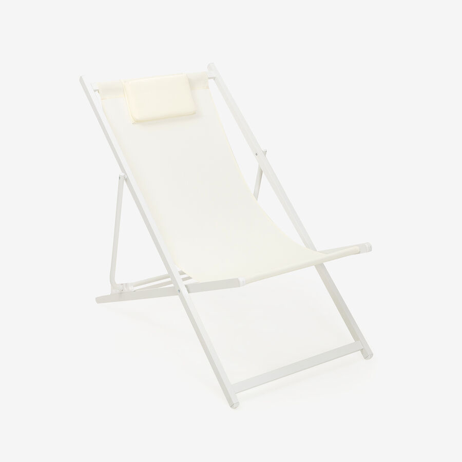 Hamaca reclinable de aluminio y textiline blanca 104x58x76cm