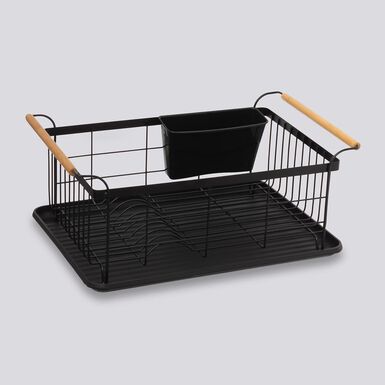 Escurreplatos 1 nivel Blackwood de metal negro 43,5x32,5x18,5cm