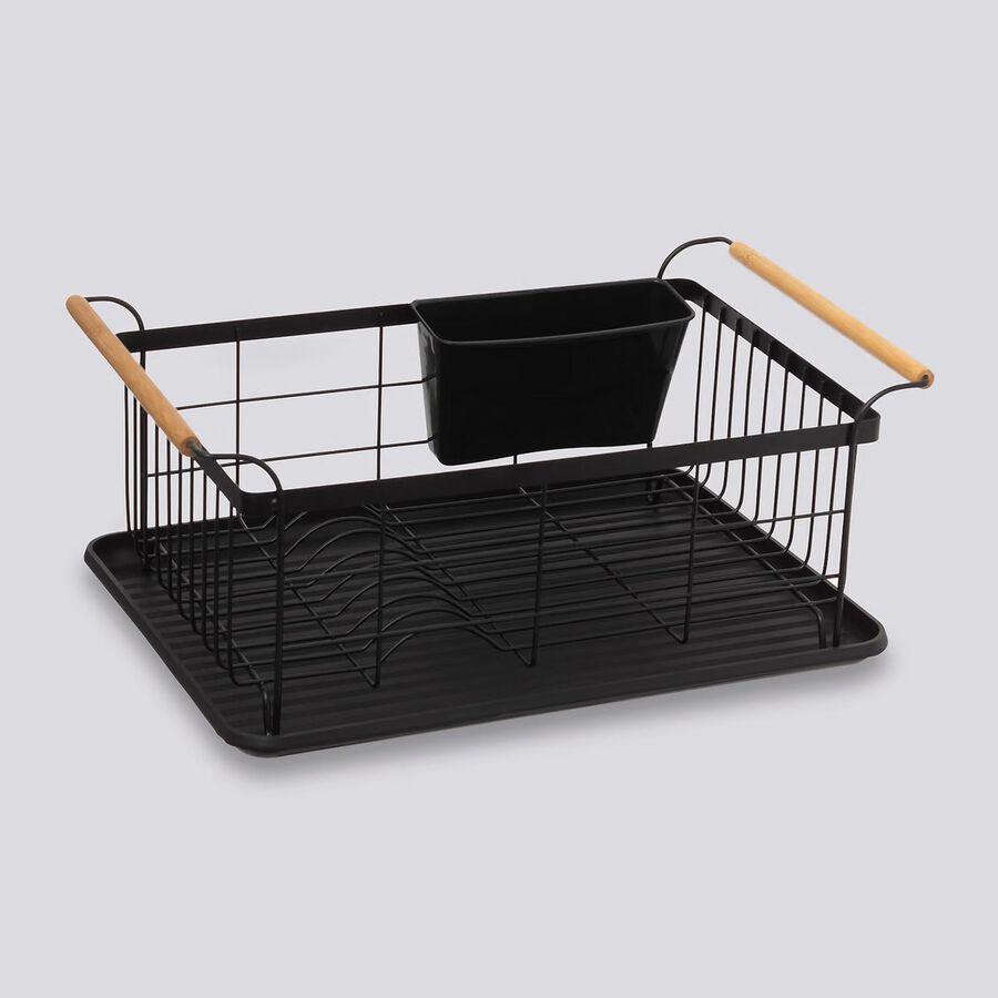 Escurreplatos 1 nivel Blackwood de metal negro 43,5x32,5x18,5cm