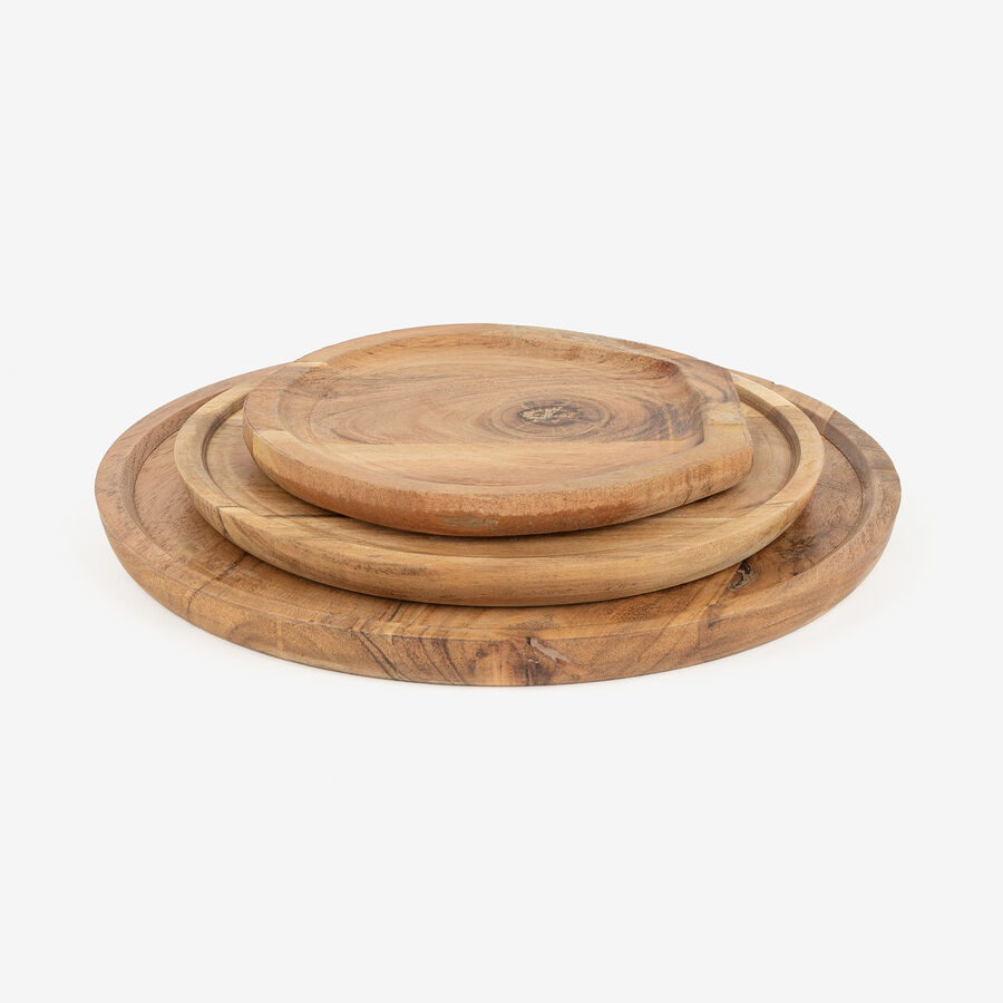 Centro de mesa de madera de acacia Salcam &Oslash;28cm