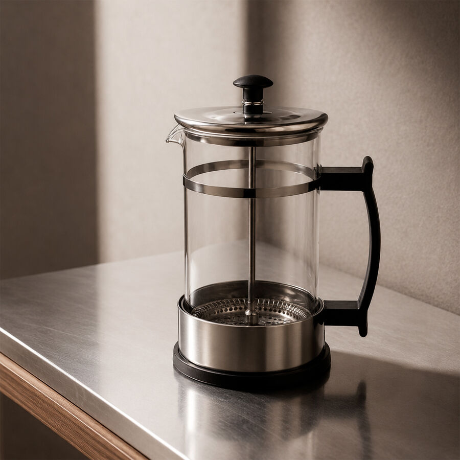 Cafetera de &eacute;mbolo de vidrio y acero inoxidable 0,6L